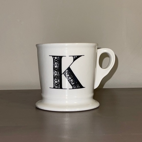 Anthropologie Cream and Black Ceramic Letter K Mug - Picture 2 of 7